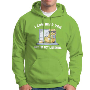 Cat Lover Hoodie I Can Hear You But I'm Not Listening TS09 Lime Print Your Wear