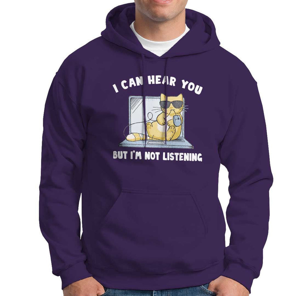 Cat Lover Hoodie I Can Hear You But I'm Not Listening TS09 Purple Print Your Wear