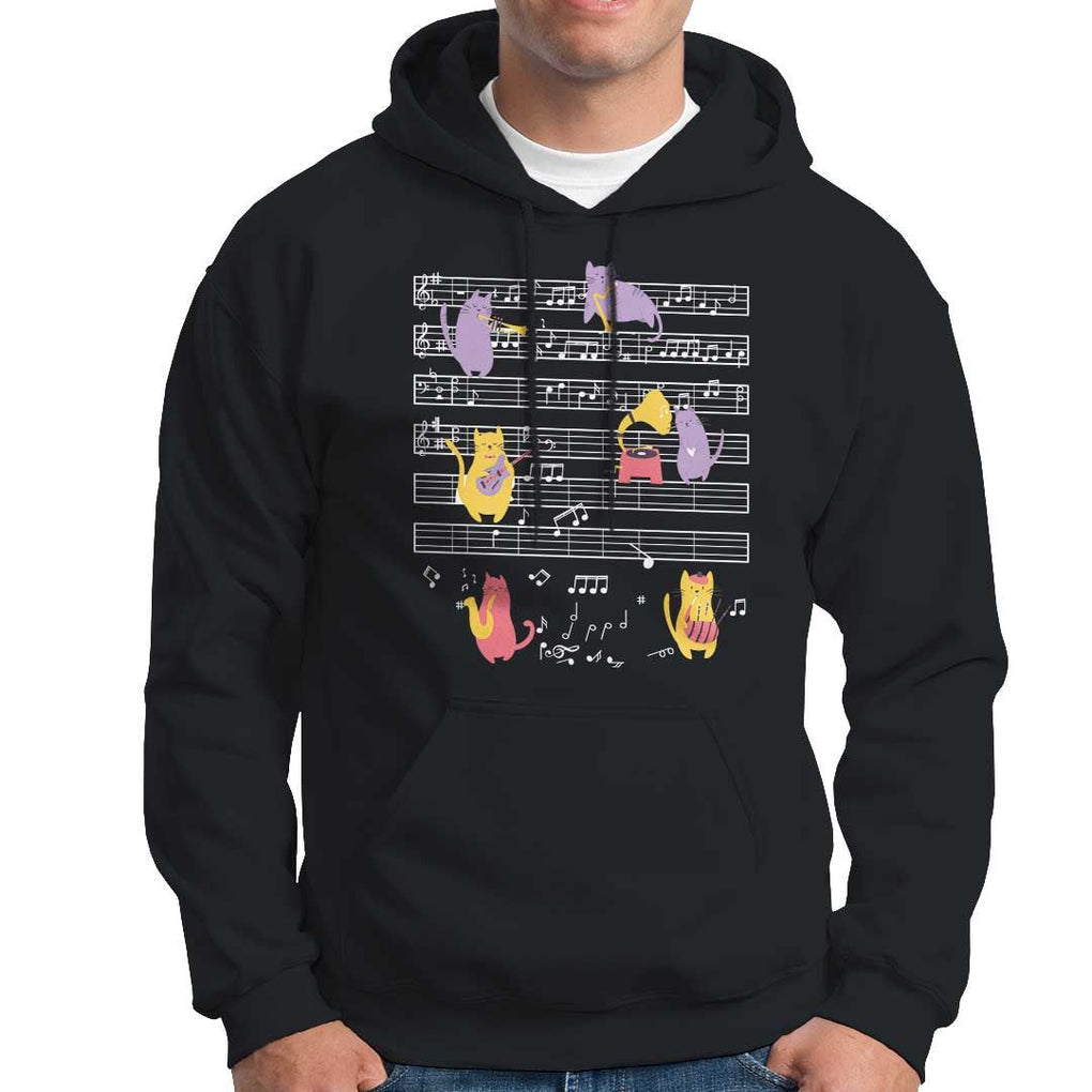 Cat Lover Hoodie Cat Playing Musical Instrument TS09 Black Print Your Wear