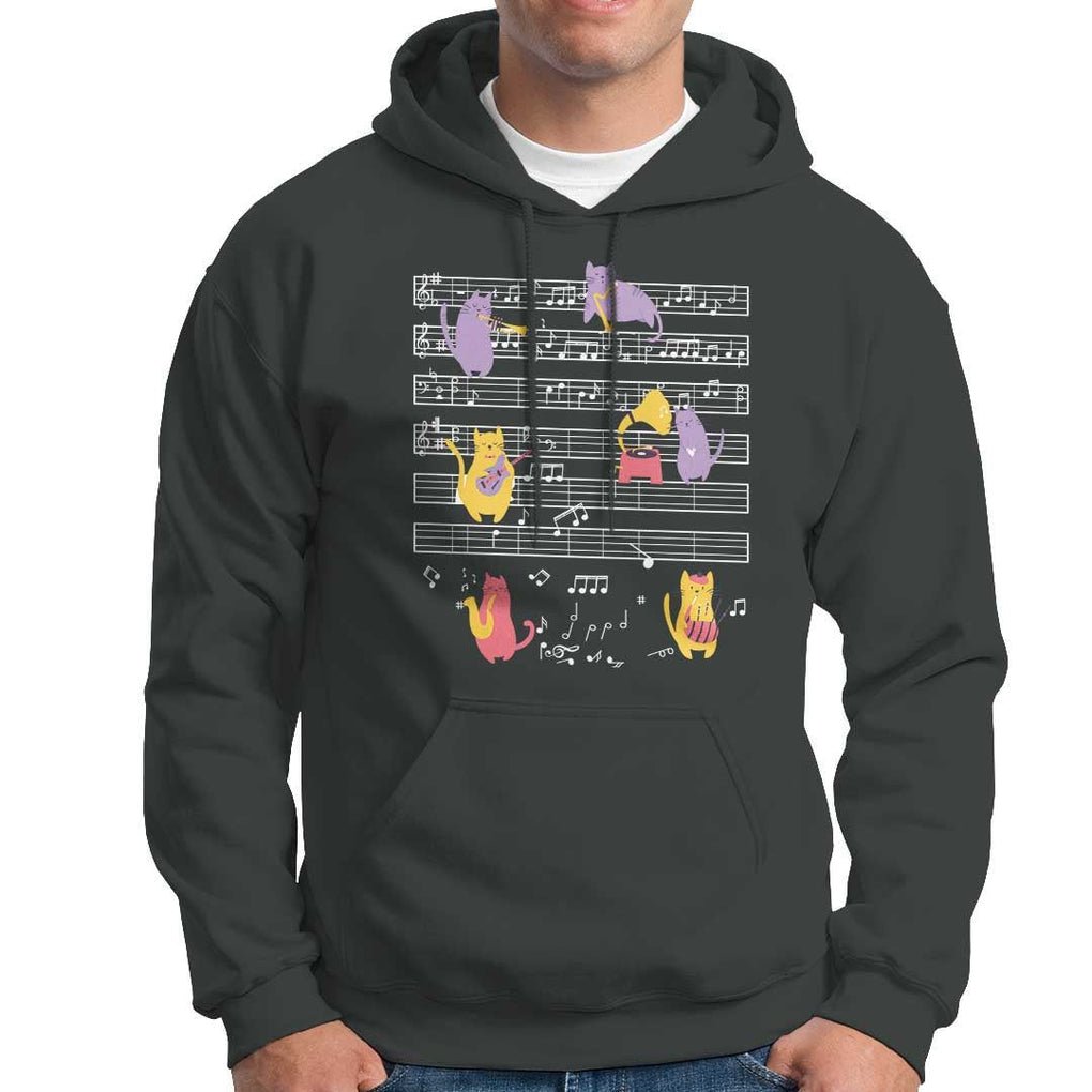 Cat Lover Hoodie Cat Playing Musical Instrument TS09 Dark Heather Print Your Wear