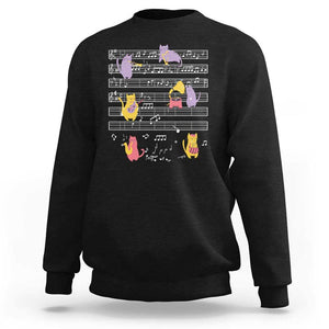 Cat Lover Sweatshirt Cat Playing Musical Instrument TS09 Black Print Your Wear