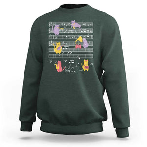 Cat Lover Sweatshirt Cat Playing Musical Instrument TS09 Dark Forest Green Print Your Wear