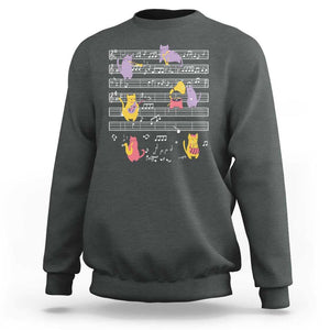 Cat Lover Sweatshirt Cat Playing Musical Instrument TS09 Dark Heather Print Your Wear