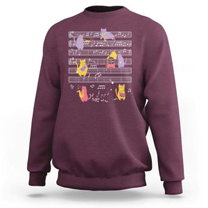 Cat Lover Sweatshirt Cat Playing Musical Instrument TS09 Maroon Print Your Wear