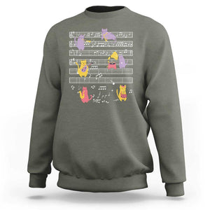 Cat Lover Sweatshirt Cat Playing Musical Instrument TS09 Military Green Print Your Wear