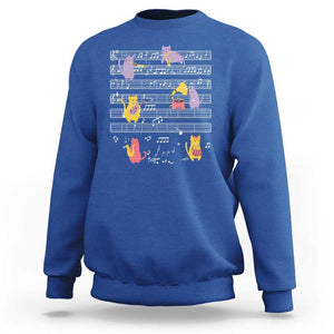 Cat Lover Sweatshirt Cat Playing Musical Instrument TS09 Royal Blue Print Your Wear