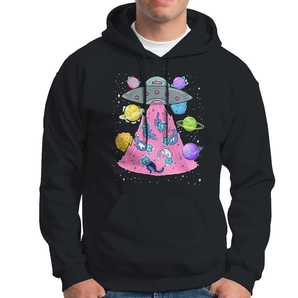 Cat Lover Hoodie UFO Catches Cat Into Space TS09 Black Print Your Wear