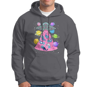 Cat Lover Hoodie UFO Catches Cat Into Space TS09 Charcoal Print Your Wear