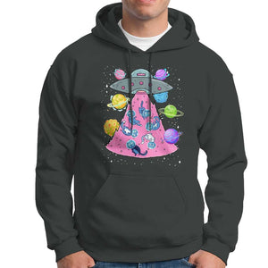 Cat Lover Hoodie UFO Catches Cat Into Space TS09 Dark Heather Print Your Wear