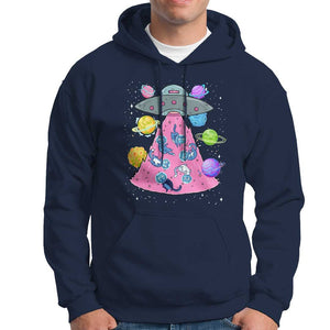 Cat Lover Hoodie UFO Catches Cat Into Space TS09 Navy Print Your Wear