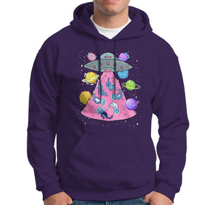 Cat Lover Hoodie UFO Catches Cat Into Space TS09 Purple Print Your Wear