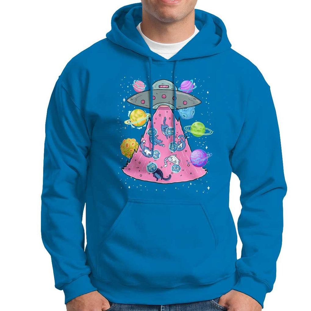 Cat Lover Hoodie UFO Catches Cat Into Space TS09 Sapphire Print Your Wear