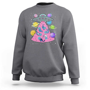 Cat Lover Sweatshirt UFO Catches Cat Into Space TS09 Charcoal Print Your Wear
