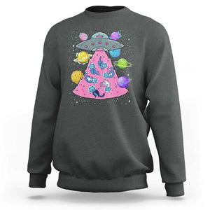 Cat Lover Sweatshirt UFO Catches Cat Into Space TS09 Dark Heather Print Your Wear