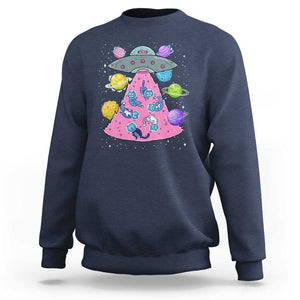 Cat Lover Sweatshirt UFO Catches Cat Into Space TS09 Navy Print Your Wear