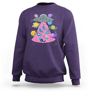 Cat Lover Sweatshirt UFO Catches Cat Into Space TS09 Purple Print Your Wear