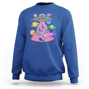 Cat Lover Sweatshirt UFO Catches Cat Into Space TS09 Royal Blue Print Your Wear