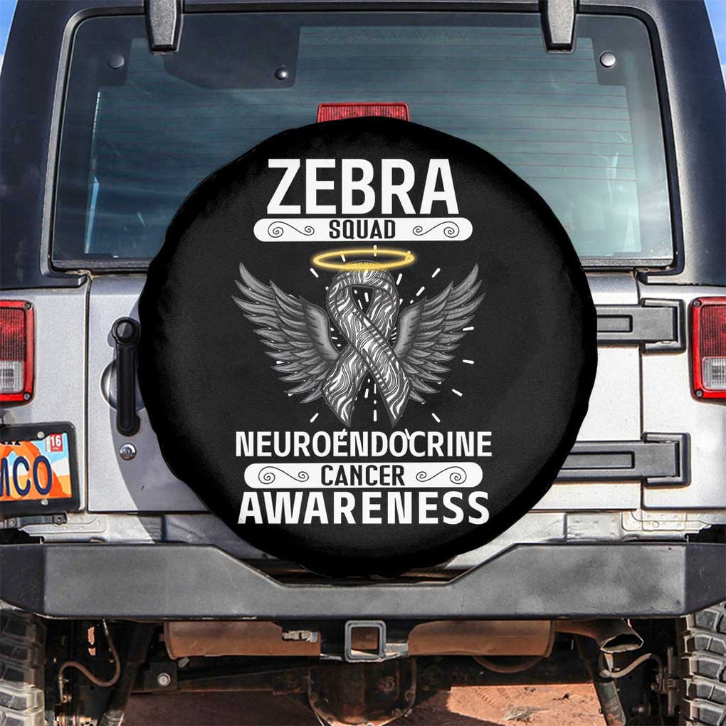 Zebra Squad Neuroendocrine Cancer Awareness Spare Tire Cover TS09 No hole Black Print Your Wear