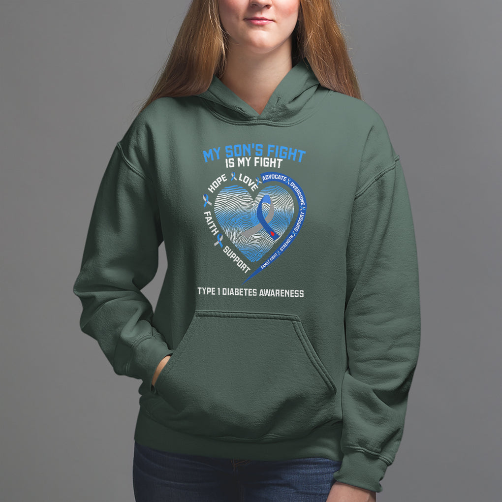 My Son's Fight Is My Fight Type 1 Diabetes Awareness Hoodie TS09 Dark Forest Green Printyourwear