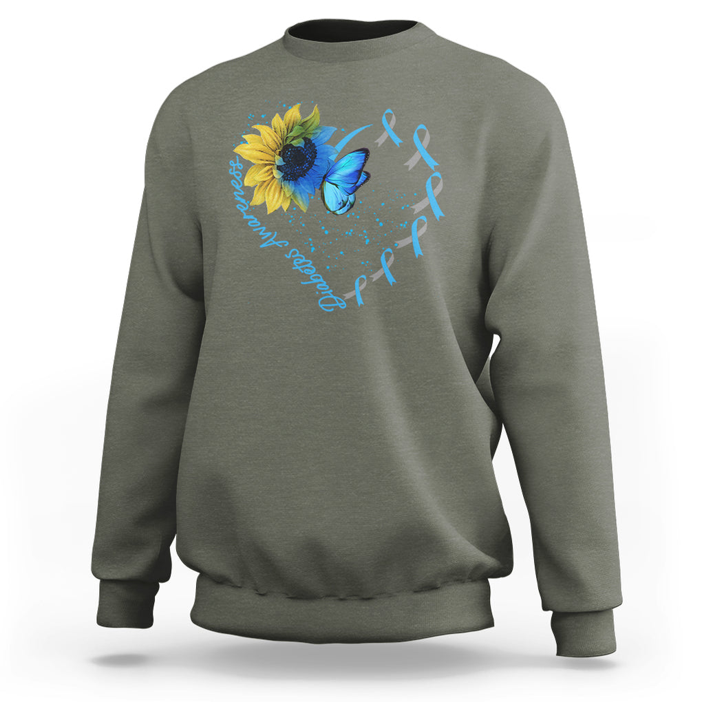 Diabetes Sunflower Shirt Type 1 Sweatshirt TS09 Military Green Printyourwear