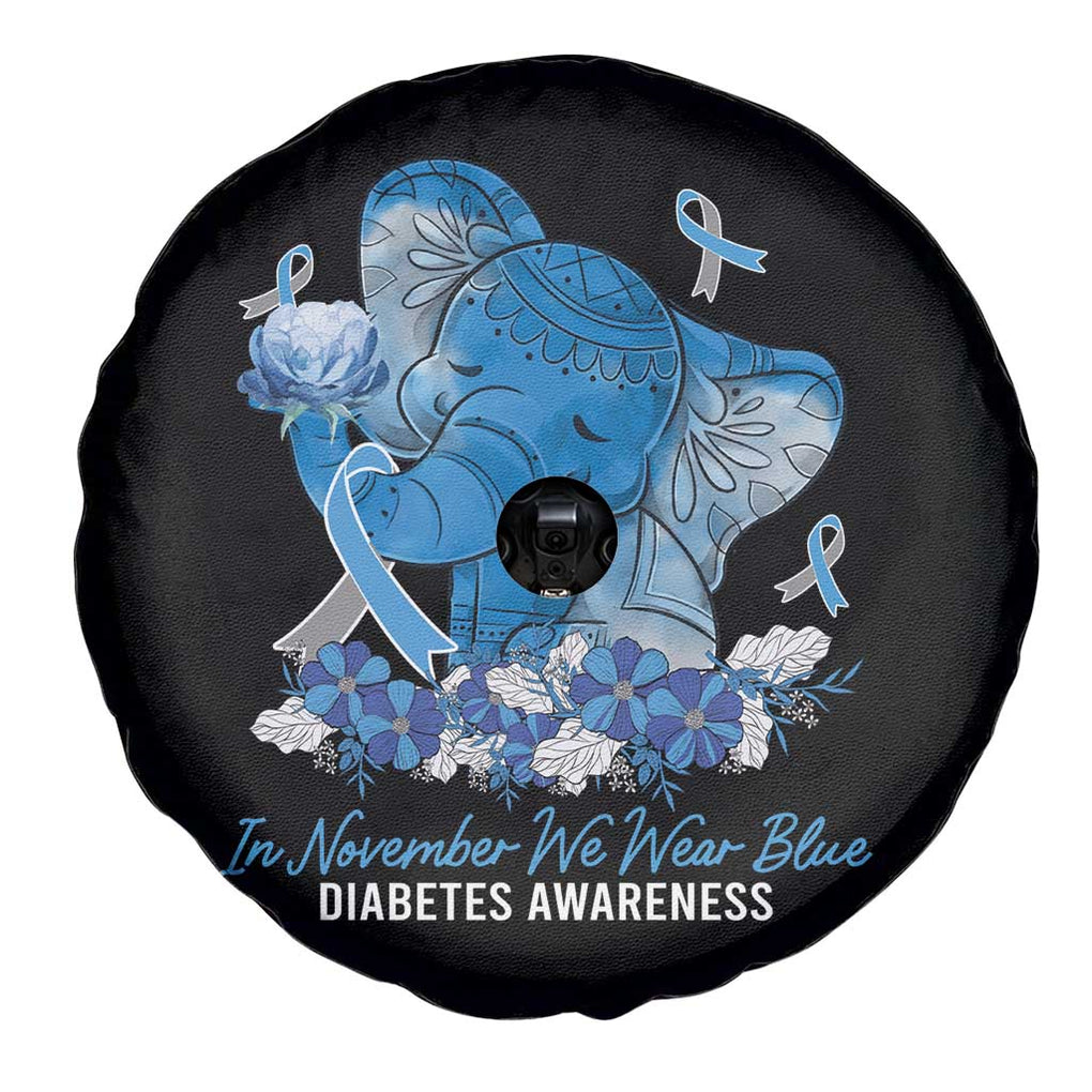 In November We Wear Cute Blue Elephant Diabetes Awareness Spare Tire Cover TS09 Print Your Wear