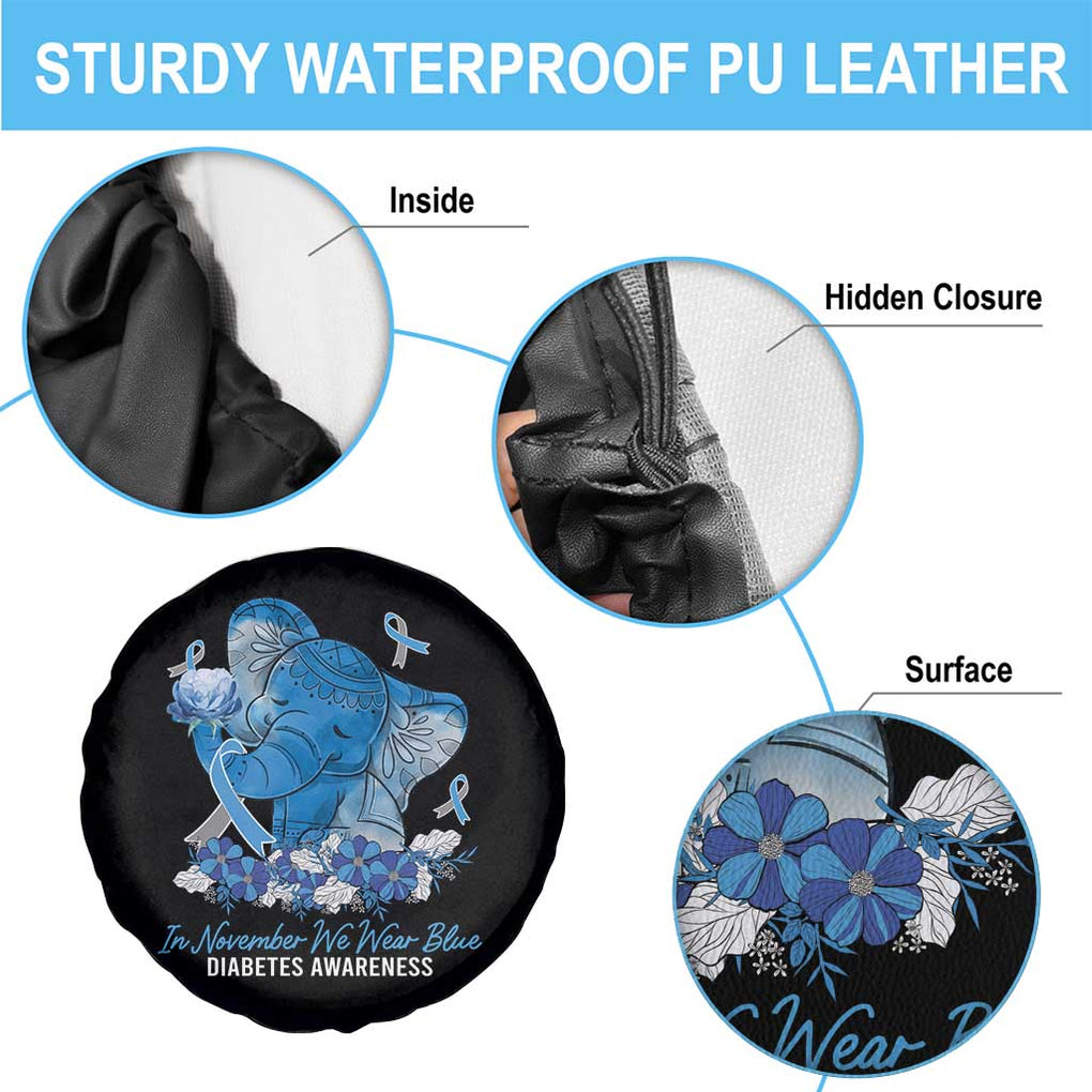 In November We Wear Cute Blue Elephant Diabetes Awareness Spare Tire Cover TS09 Print Your Wear