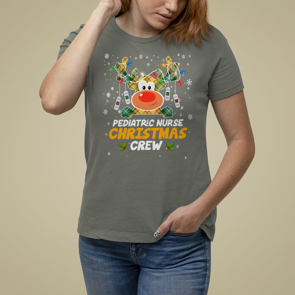 Pediatric Nurse Christmas Crew Cute Reindeer Light T Shirt For Women TS09 Printyourwear
