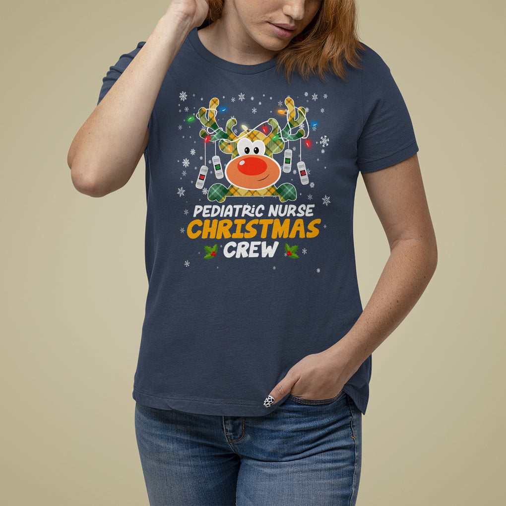 Pediatric Nurse Christmas Crew Cute Reindeer Light T Shirt For Women TS09 Printyourwear
