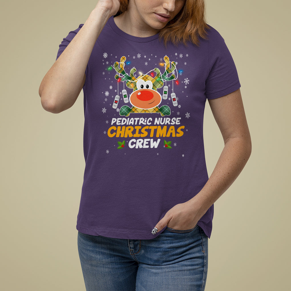 Pediatric Nurse Christmas Crew Cute Reindeer Light T Shirt For Women TS09 Printyourwear