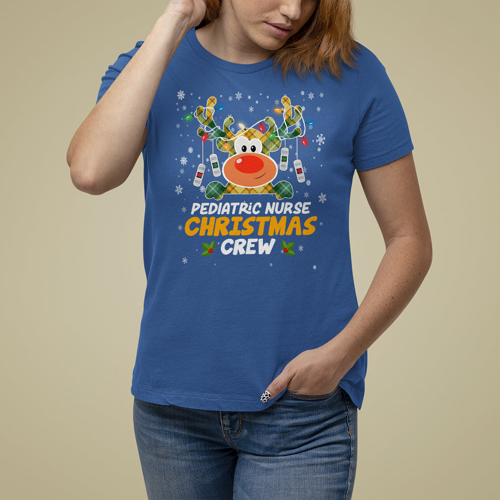 Pediatric Nurse Christmas Crew Cute Reindeer Light T Shirt For Women TS09 Printyourwear