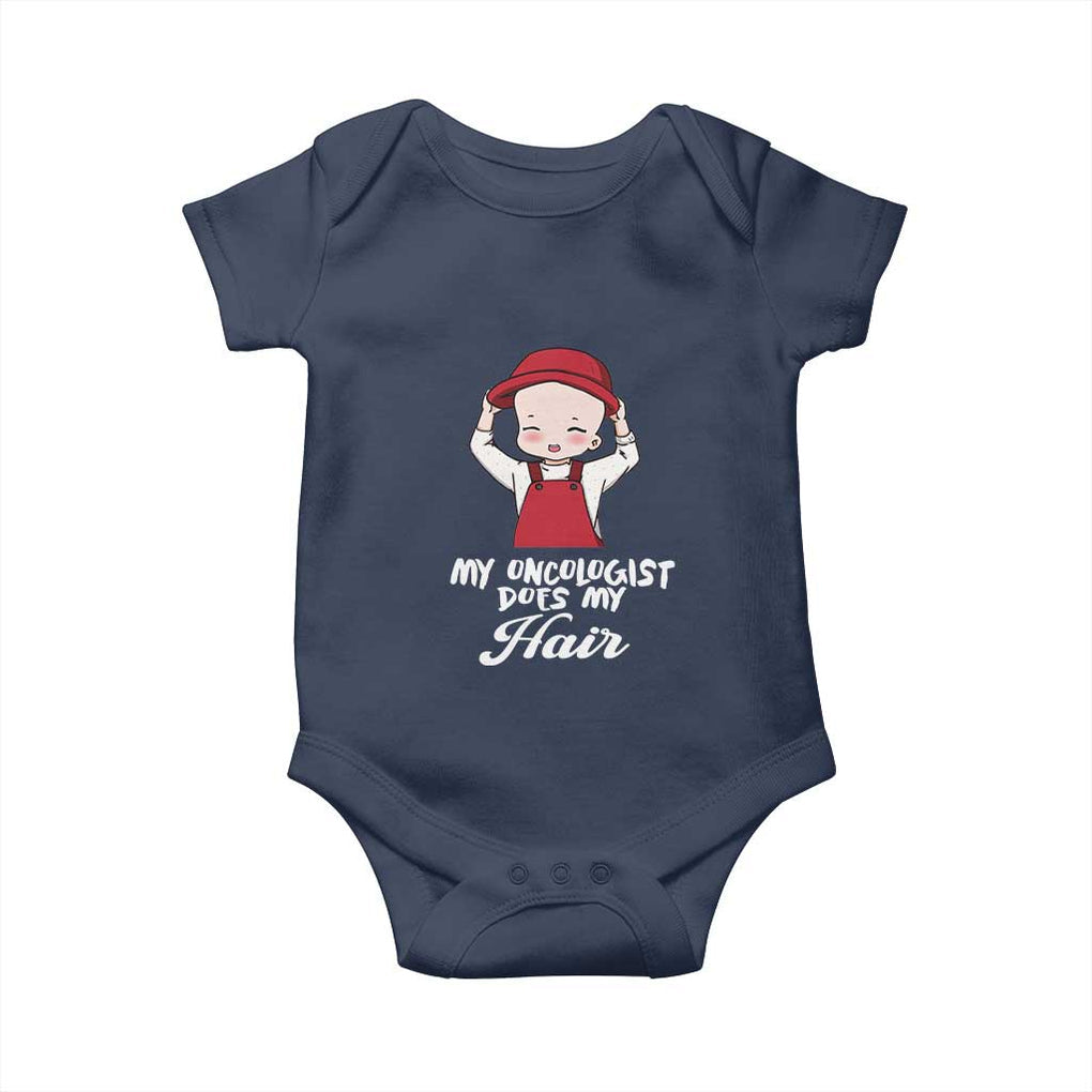 Chemotherapy Awareness Baby Onesie My Oncologist Does My Hair Cute Girls Woman TS09 Navy Print Your Wear