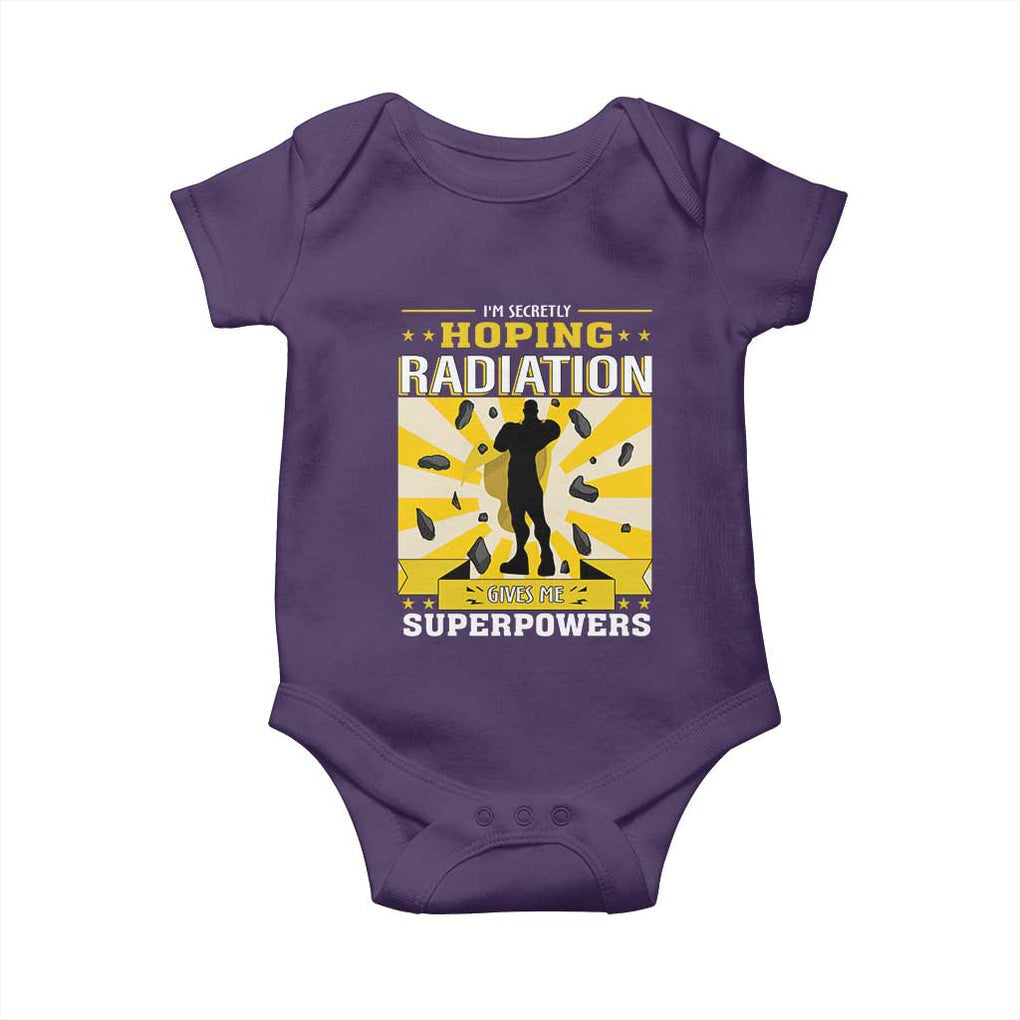 Chemotherapy Awareness Baby Onesie Radiation Gives Me Superpowers TS09 Purple Print Your Wear