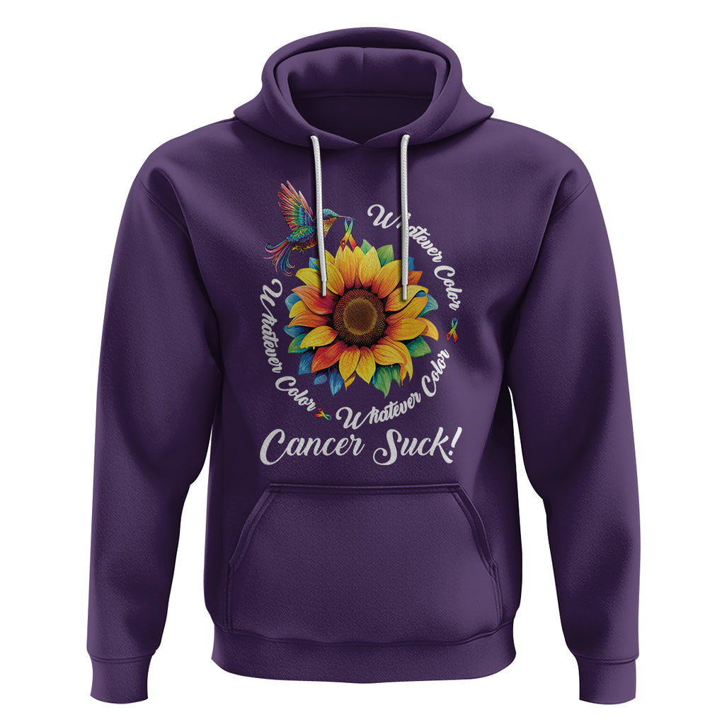 All Cancer Hoodie Whatever Color Cancer Sucks Fight Cancer Rainbow Ribbons Sunflower And Bird TS09 Purple Printyourwear