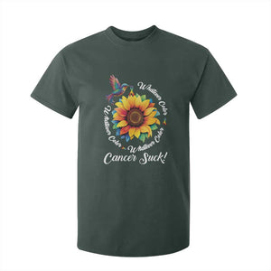 All Cancer T Shirt For Kid Whatever Color Cancer Sucks Fight Cancer Rainbow Ribbons Sunflower And Bird TS09 Dark Forest Green Print Your Wear
