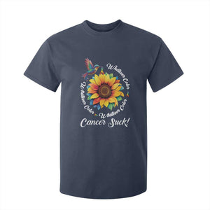 All Cancer T Shirt For Kid Whatever Color Cancer Sucks Fight Cancer Rainbow Ribbons Sunflower And Bird TS09 Navy Print Your Wear