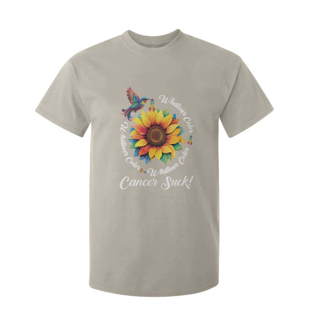 All Cancer T Shirt For Kid Whatever Color Cancer Sucks Fight Cancer Rainbow Ribbons Sunflower And Bird TS09 Sand Print Your Wear