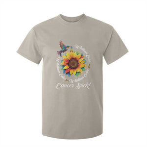All Cancer T Shirt For Kid Whatever Color Cancer Sucks Fight Cancer Rainbow Ribbons Sunflower And Bird TS09 Sand Print Your Wear