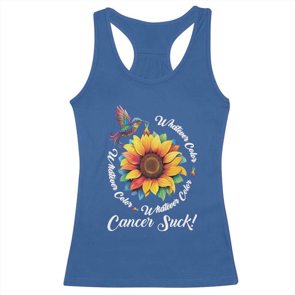 All Cancer Racerback Tank Top Whatever Color Cancer Sucks Fight Cancer Rainbow Ribbons Sunflower And Bird TS09 Royal Blue Print Your Wear