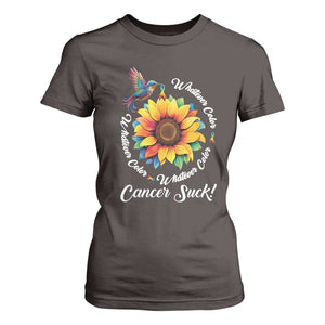 All Cancer T Shirt For Women Whatever Color Cancer Sucks Fight Cancer Rainbow Ribbons Sunflower And Bird TS09 Dark Chocolate Print Your Wear