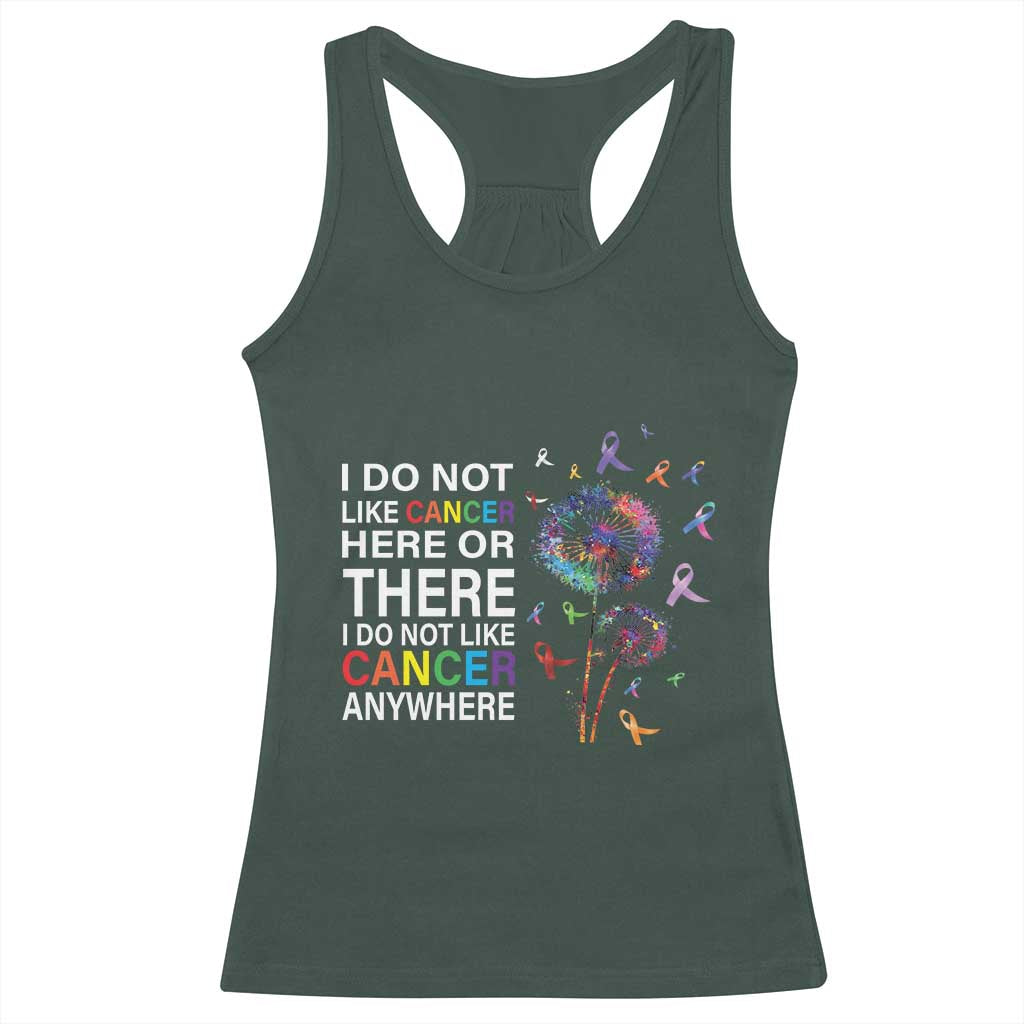All Cancer Racerback Tank Top I Do Not Like Cancer Here Or There Anywhere TS09 Dark Forest Green Print Your Wear