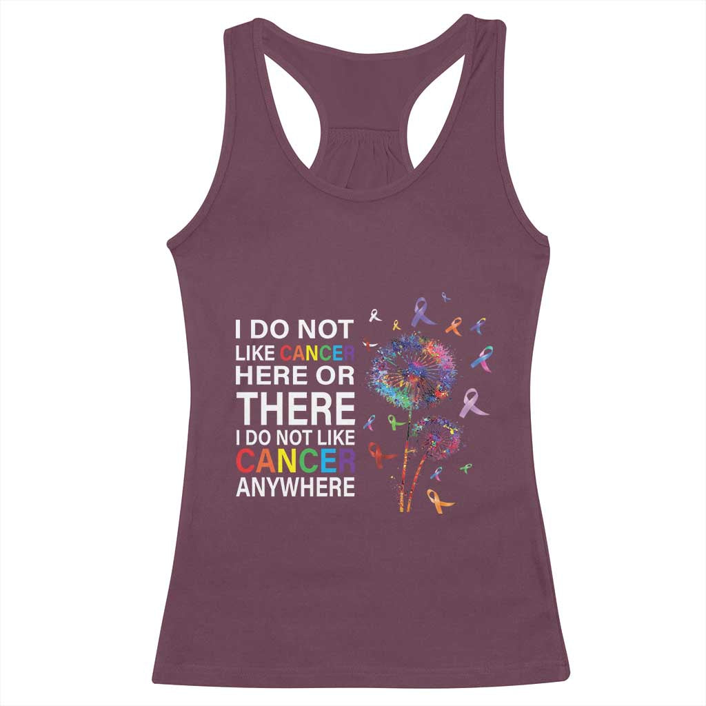 All Cancer Racerback Tank Top I Do Not Like Cancer Here Or There Anywhere TS09 Maroon Print Your Wear