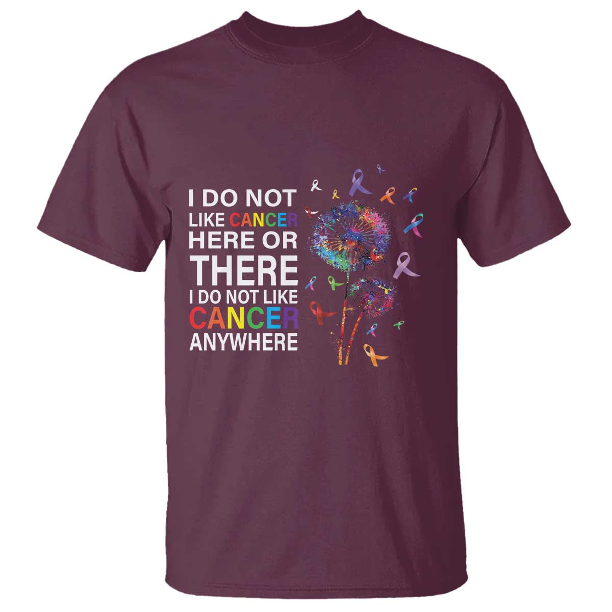 All Cancer T Shirt I Do Not Like Cancer Here Or There Anywhere TS09 Maroon Print Your Wear