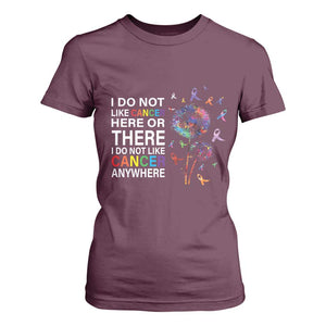 All Cancer T Shirt For Women I Do Not Like Cancer Here Or There Anywhere TS09 Maroon Print Your Wear
