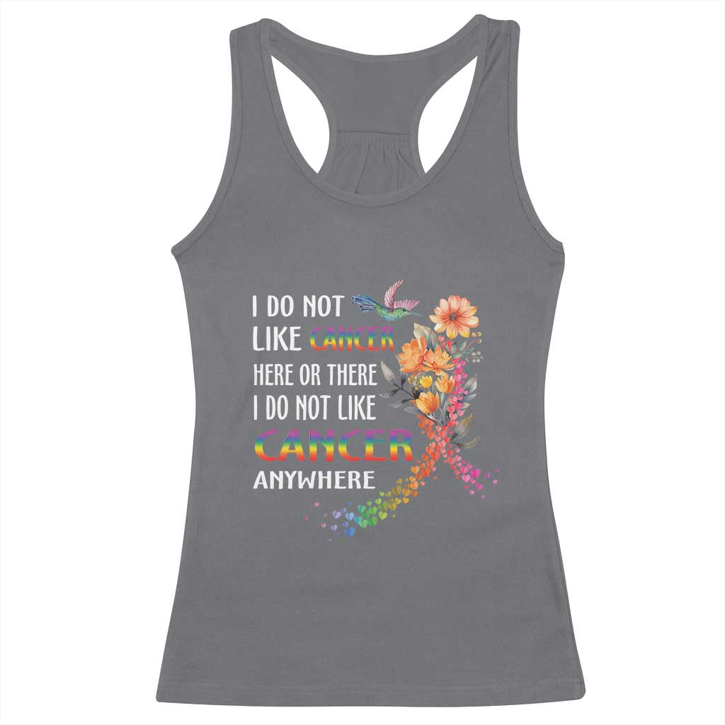 All Cancer Racerback Tank Top I Do Not Like Cancer Here Or There Anywhere Rainbow Ribbon TS09 Charcoal Print Your Wear