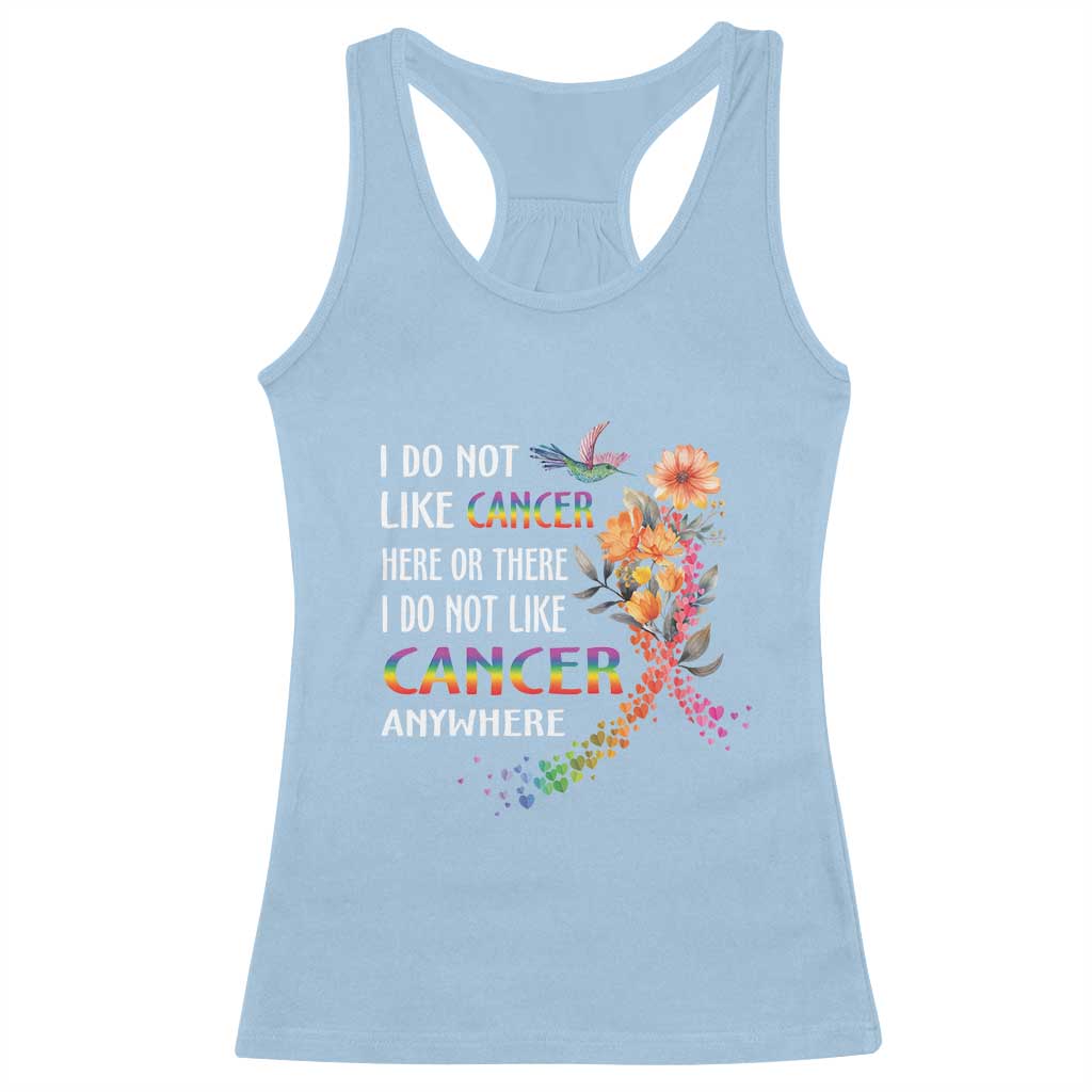 All Cancer Racerback Tank Top I Do Not Like Cancer Here Or There Anywhere Rainbow Ribbon TS09 Light Blue Print Your Wear