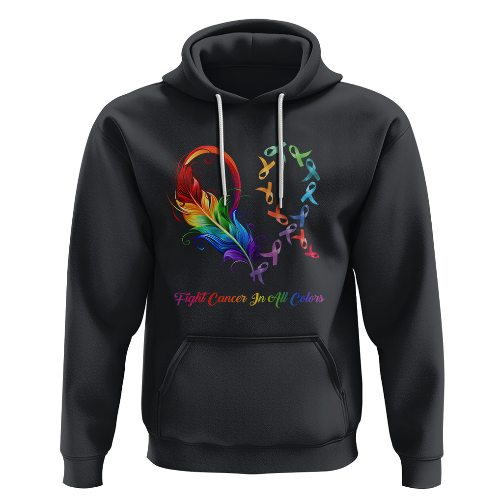 All Cancer Hoodie Fight Cancer In All Color Fighter Rainbow Ribbon TS09 Black Printyourwear