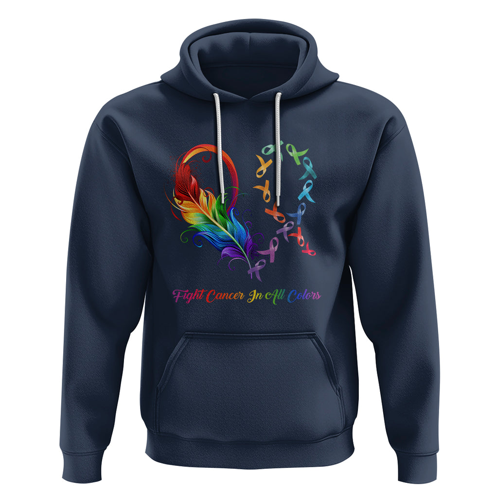 All Cancer Hoodie Fight Cancer In All Color Fighter Rainbow Ribbon TS09 Navy Printyourwear