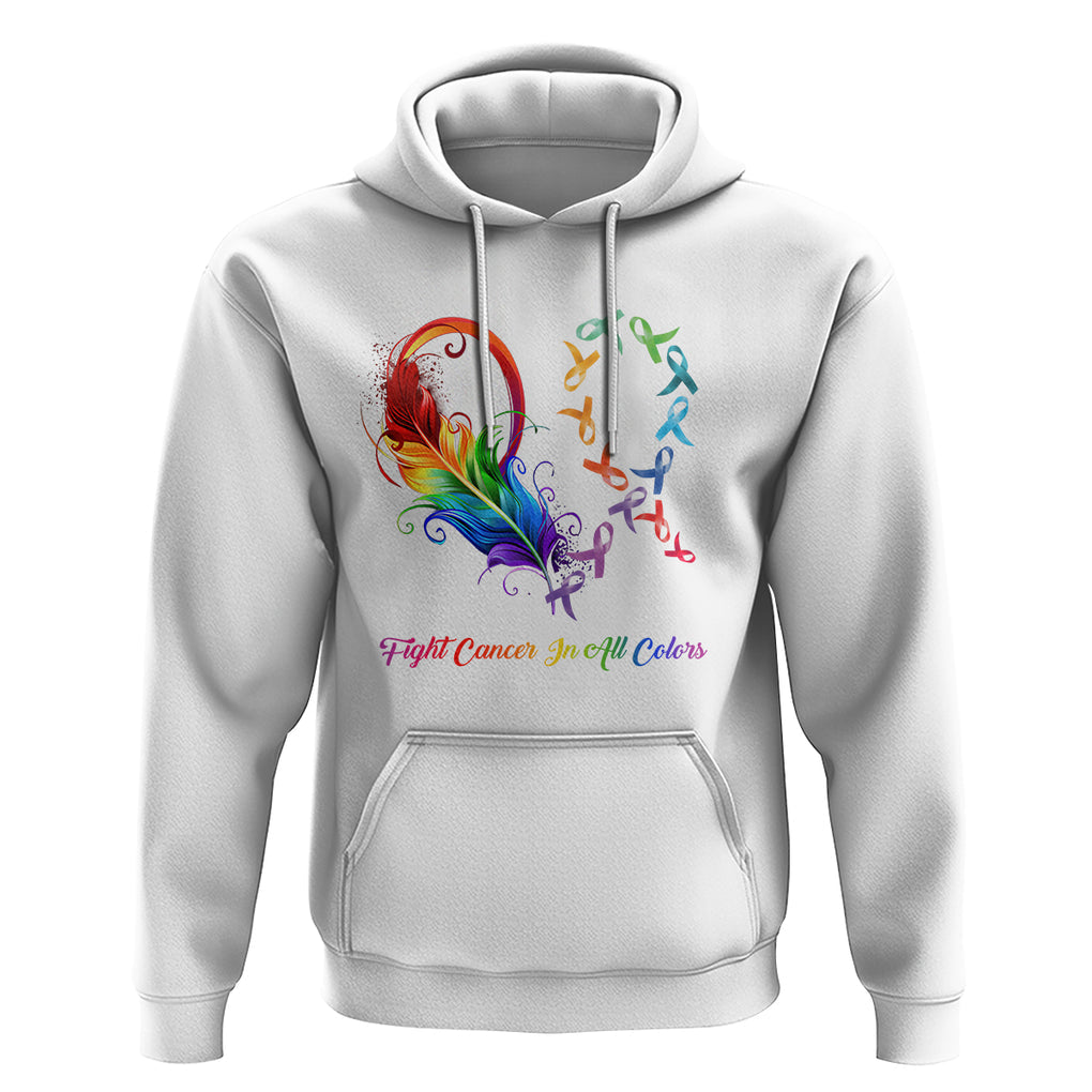 All Cancer Hoodie Fight Cancer In All Color Fighter Rainbow Ribbon TS09 White Printyourwear