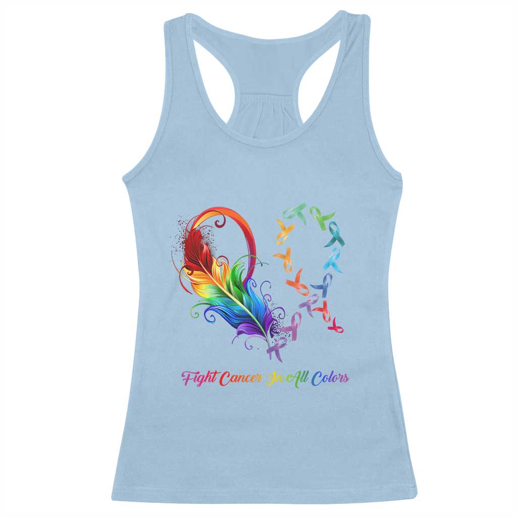 All Cancer Racerback Tank Top Fight Cancer In All Color Fighter Rainbow Ribbon TS09 Light Blue Print Your Wear