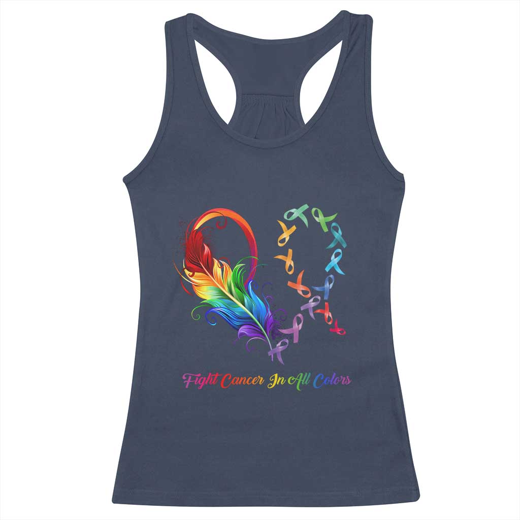 All Cancer Racerback Tank Top Fight Cancer In All Color Fighter Rainbow Ribbon TS09 Navy Print Your Wear
